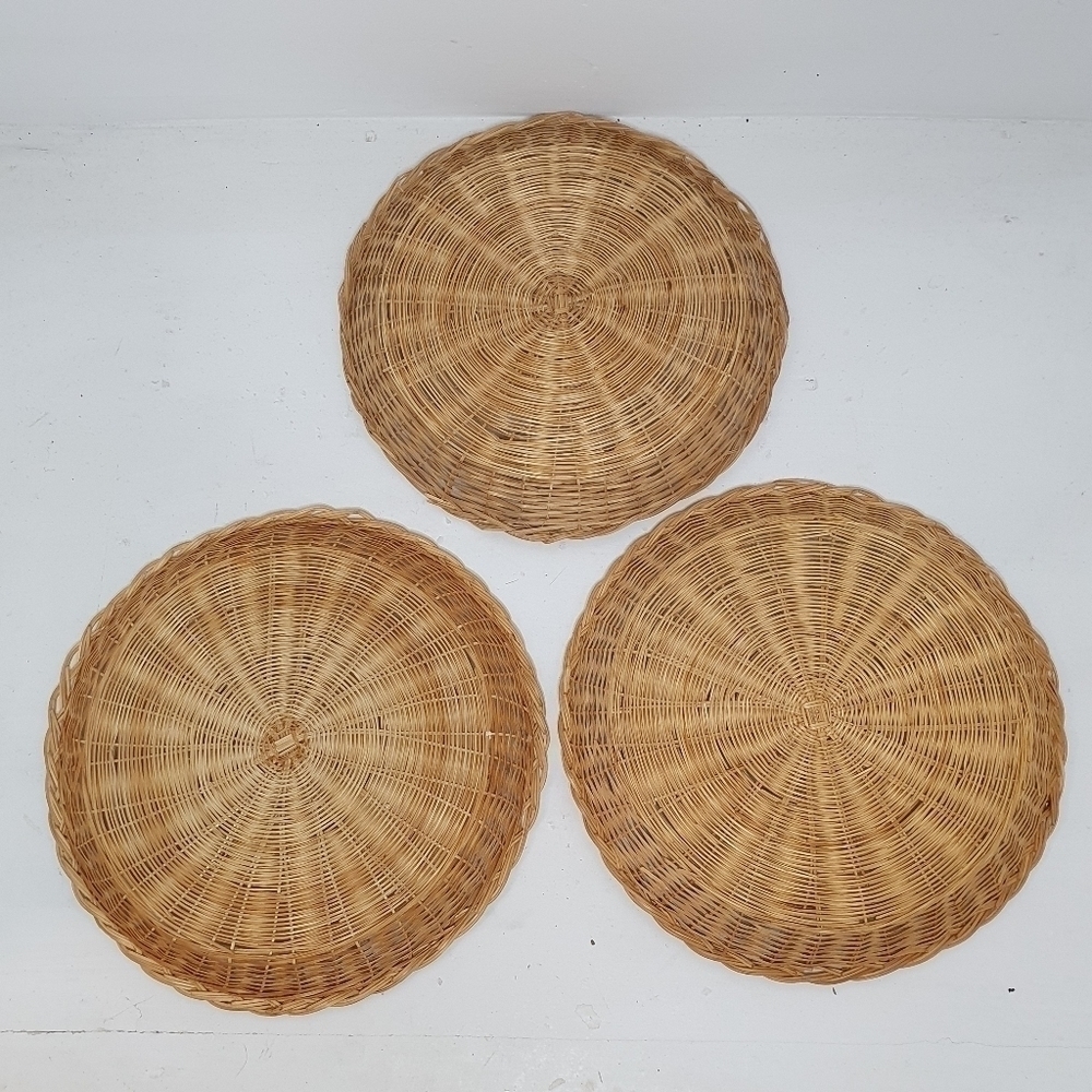 Woven Rattan Wicker Bamboo Set Of Three - Picture 2 of 5
